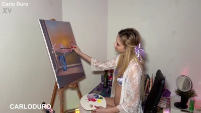 Novella Night - Amazing Artist Novella Night Paints And Gets Anal Creampie