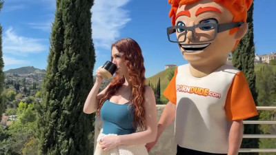 Nala Brooks - Ginger Babe Gets Lotioned With CUM By Porn Dud