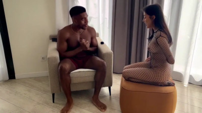 Ruth - Sexy Teen Babe In Fishnet Gets Her First BBC