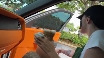 Indica Marie - Horny Tattooed Barista Eats Cock In The Car On Her Break