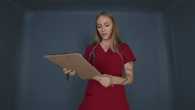 Angel Youngs - Sexy Big Tits Nurse Examines Your Massive Cock