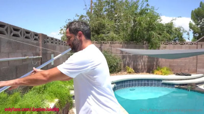 Justine Jakobs - Cheaitng Step Mommy Fuck The Poolboy Outdoor